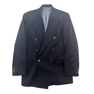 vtg 90s Nino Cerruti 42R Navy Blue Double Breasted Blazer Jacket Sport Coat USA